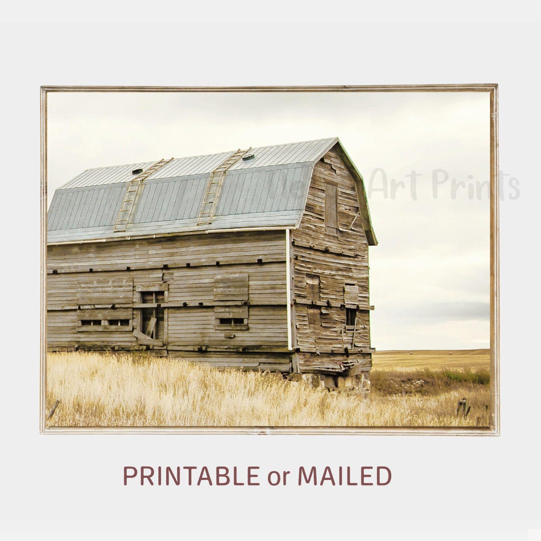 Farmhouse Neutral Wall Art Printable or Mailed Old Wood White Barn ...