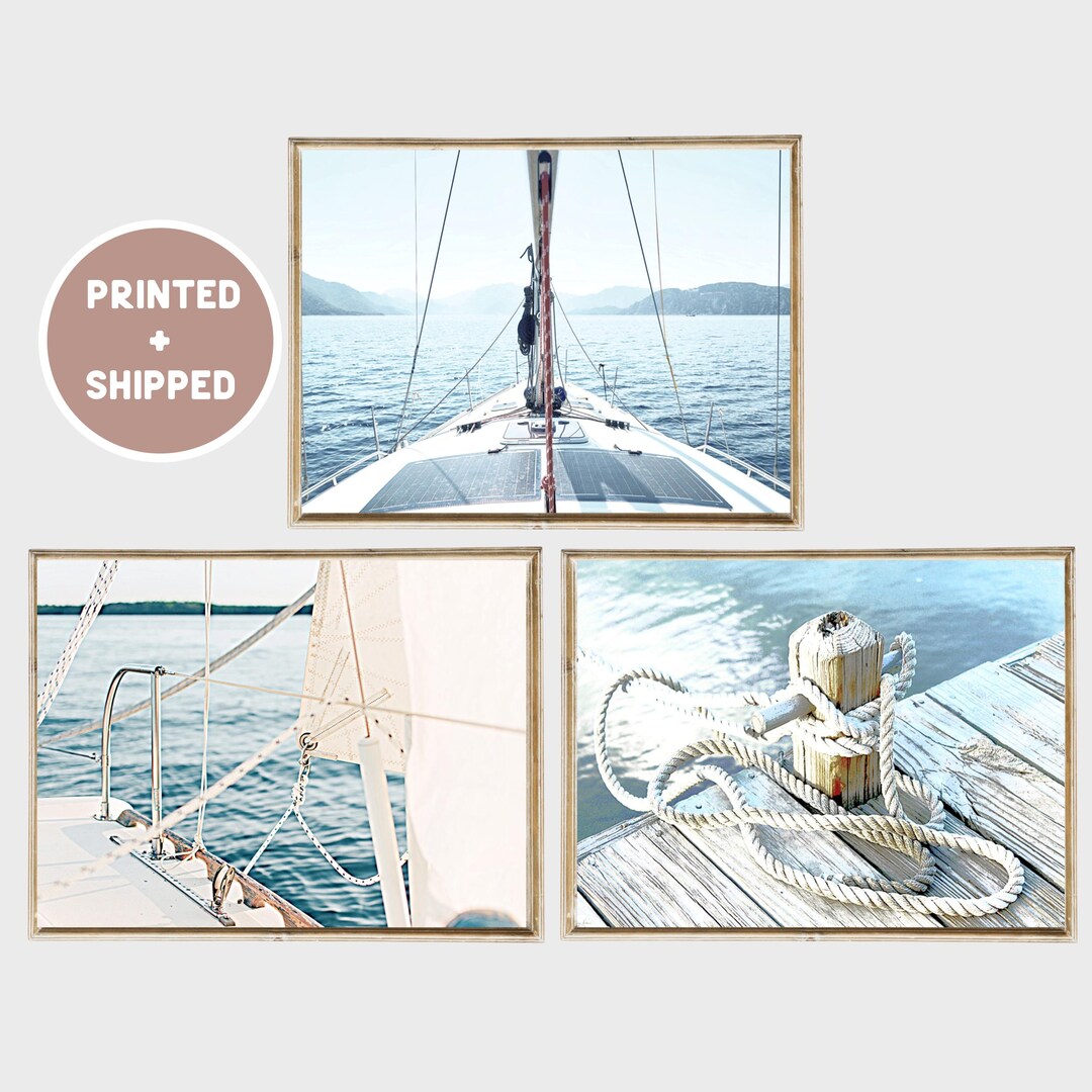 Sailing Yacht Set of 3 Photo Mailed Wall Art Sailboat Ocean Print ...