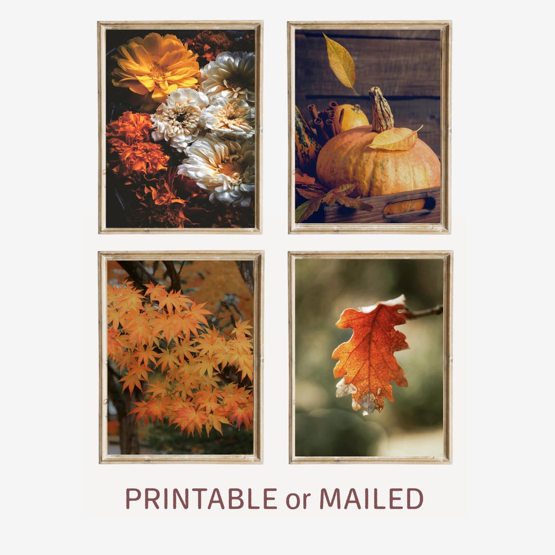 Autumn Gallery Wall Art Set of 4 Printable or Mailed, Fall Country ...