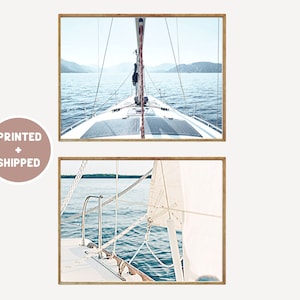 Sailing Yacht Set of 2 Photo Wall Art Mailed Sailboat Ocean Print Yachting Wall Decor Nautical Coastal Print Sail Boat Poster Sail Print