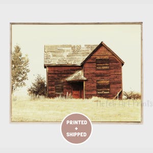 Red Barn Landscape Print Mailed Old Wood Barn Home Wall Art Farmhouse Wall Decor Country Rustic Photo Old Farm Poster Southwest Farm Print