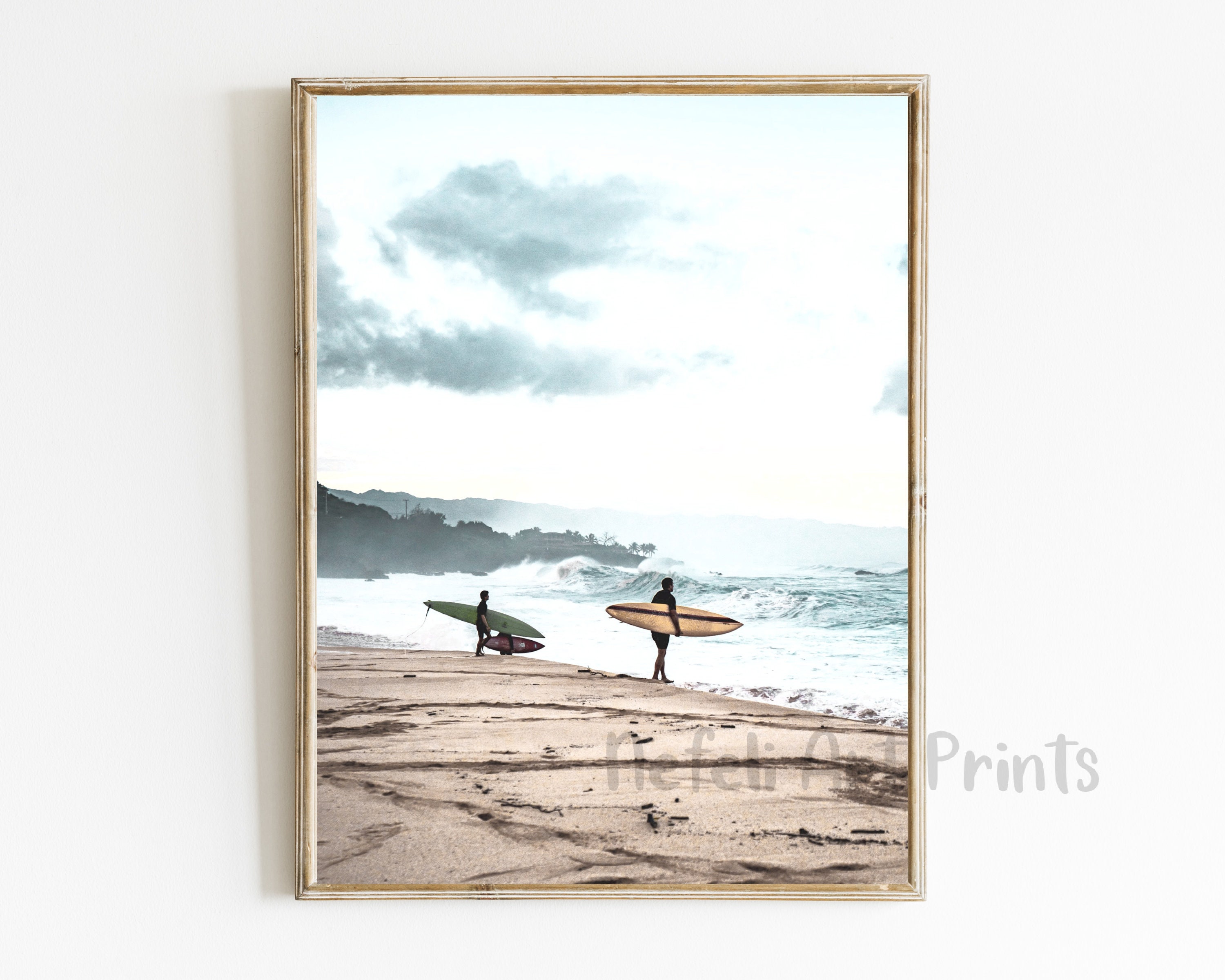 Set of 4 Surfing Prints, Surf Ocean Waves Photo Wall Art Printed and