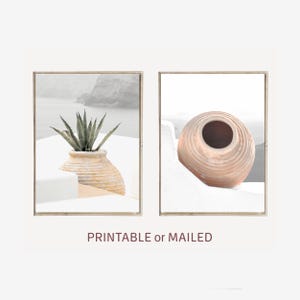 Greek Island Neutral Set of 2 Photo Printable or Mailed, Greece Architecture Minimalist Print, Coastal Mediterranean Modern Travel Wall Art