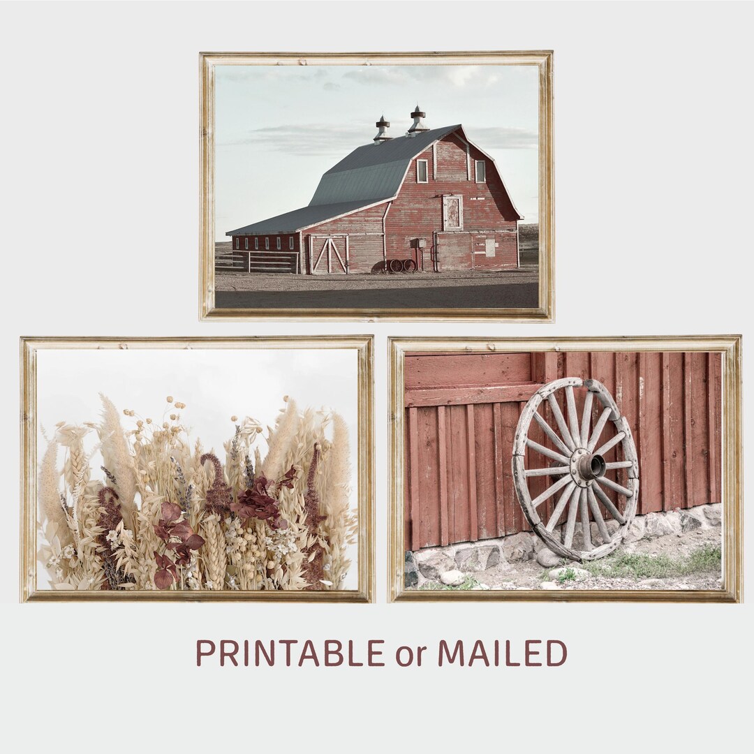 Set of 3 Farmhouse Country Rustic Wall Art Printable or Mailed, Old ...