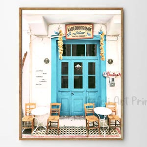 Greek Island Taverna With Blue Door Photo Printable Wall Decor Mediterranean Summer Print Kimolos Print Greek Village Cyclades Travel Photo