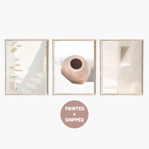 Greece Set of 3 Neutral Print Mailed Greek Island Architecture Minimalist Photo Coastal Mediterranean Modern Wall Decor Travel Large Poster