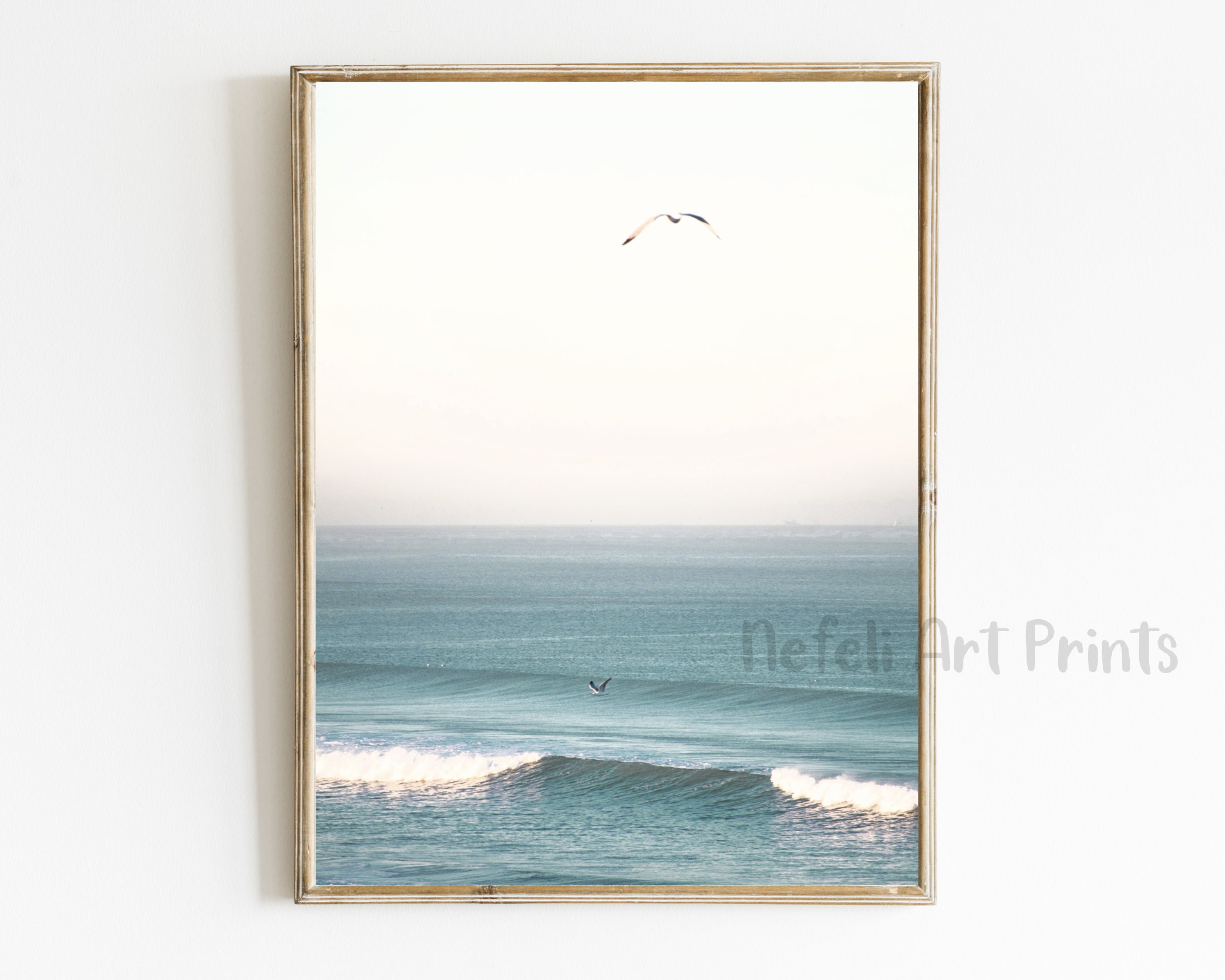 Set of 4 Surfing Prints, Surf Ocean Waves Photo Wall Art Printed and