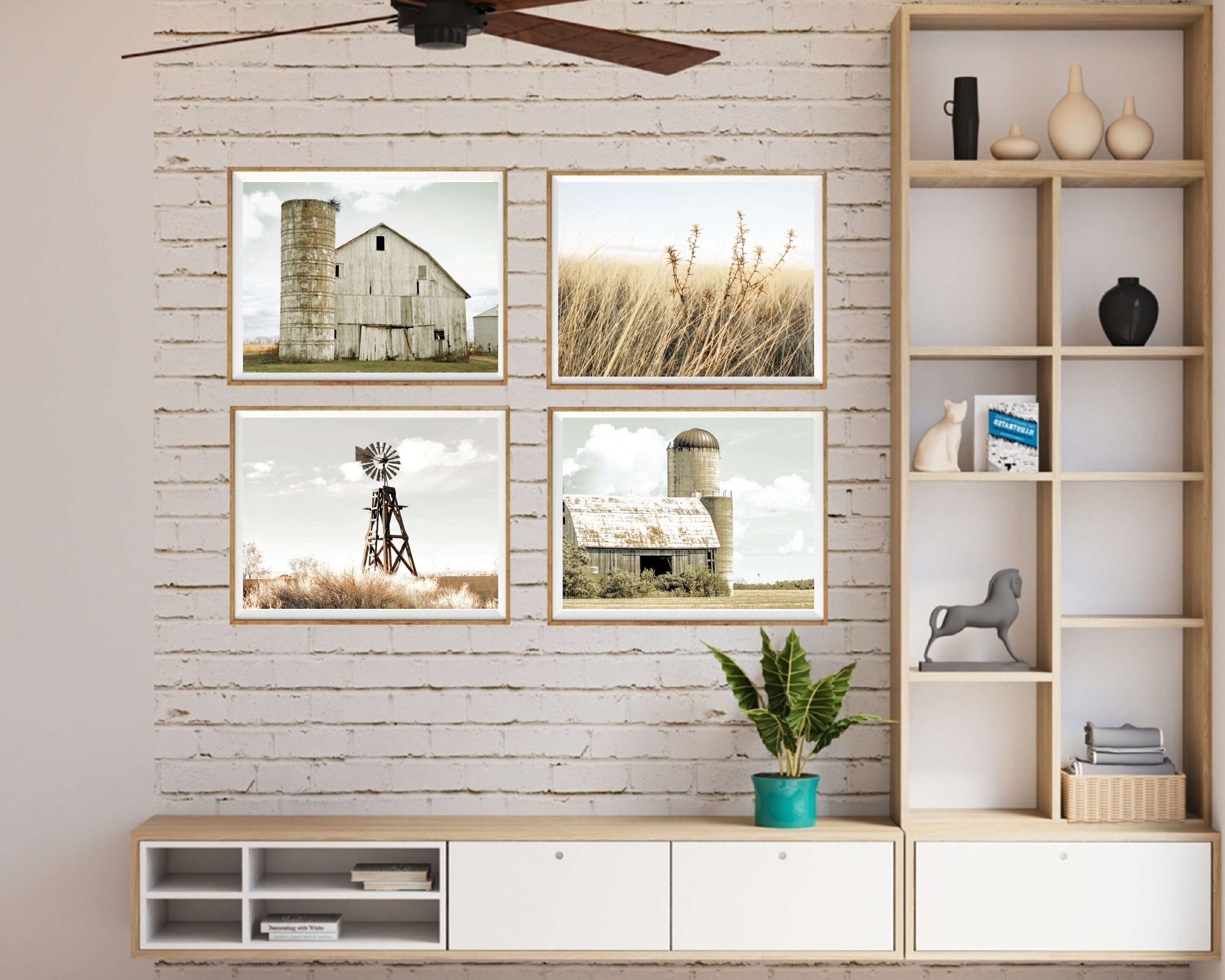 Country Farmhouse Set of 4 Photo Printable or Mailed, Old Barn Neutral ...