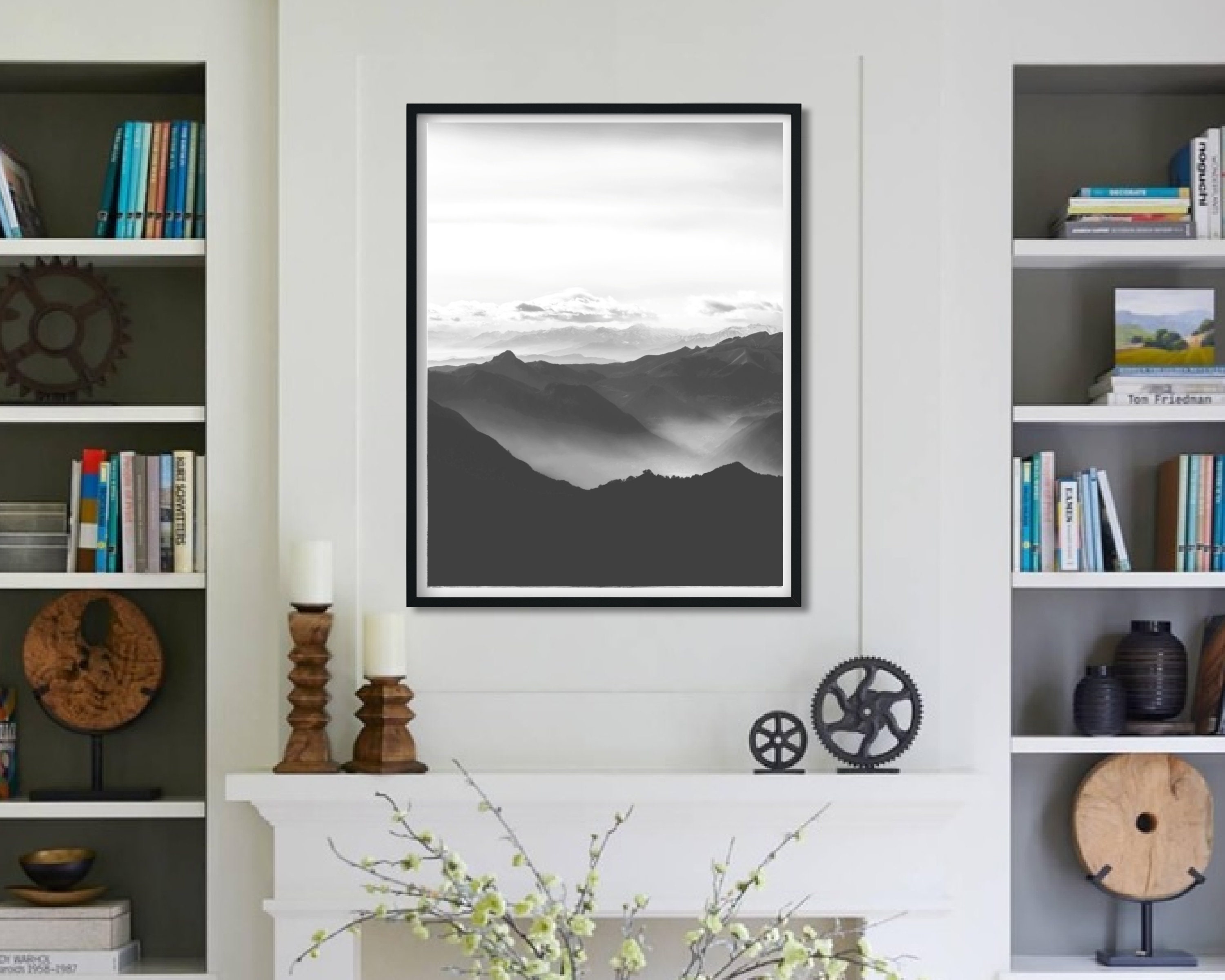 Mountain Black and White Landscape Printable Wall Art - Etsy