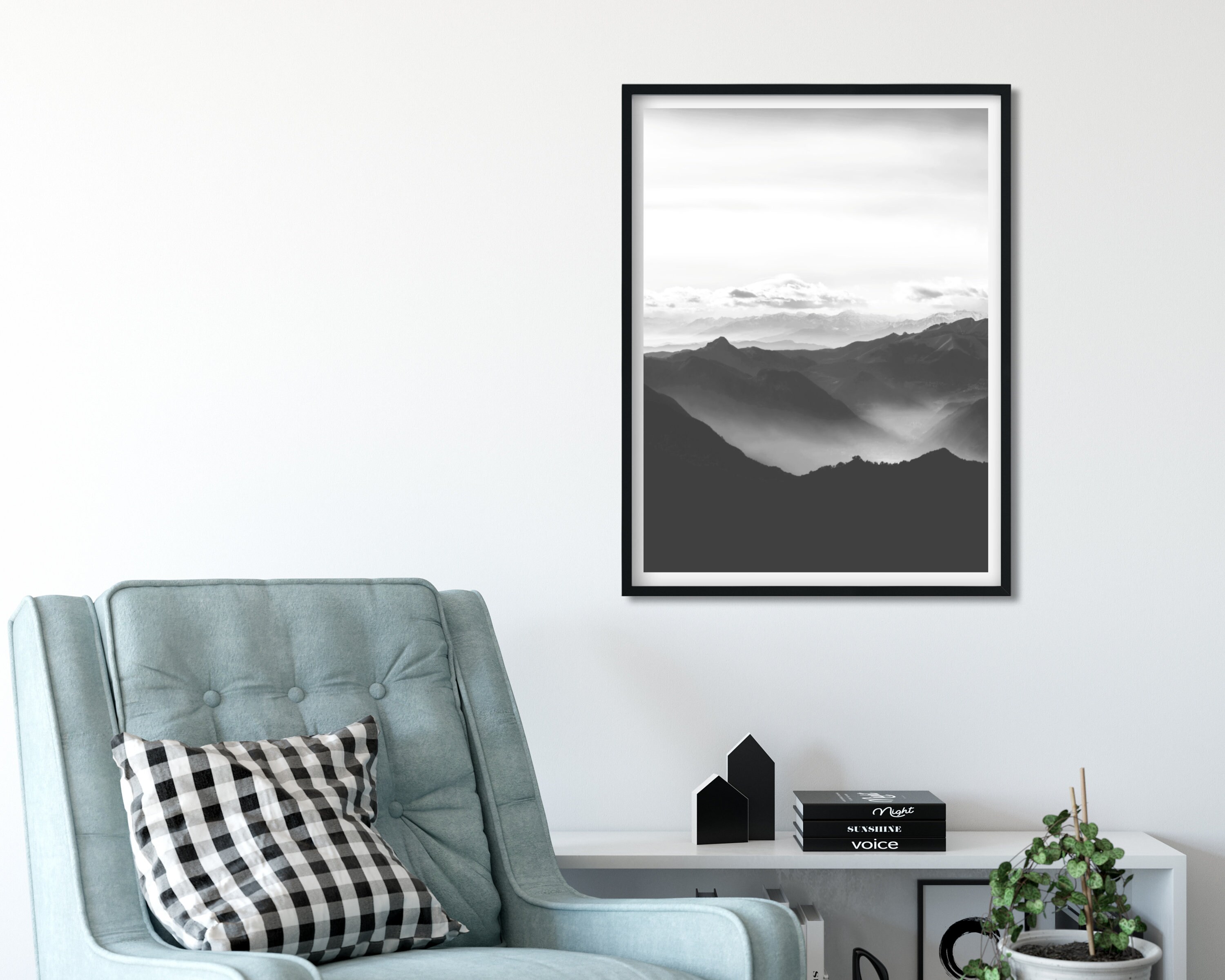 Mountain Black and White Landscape Printable Wall Art - Etsy