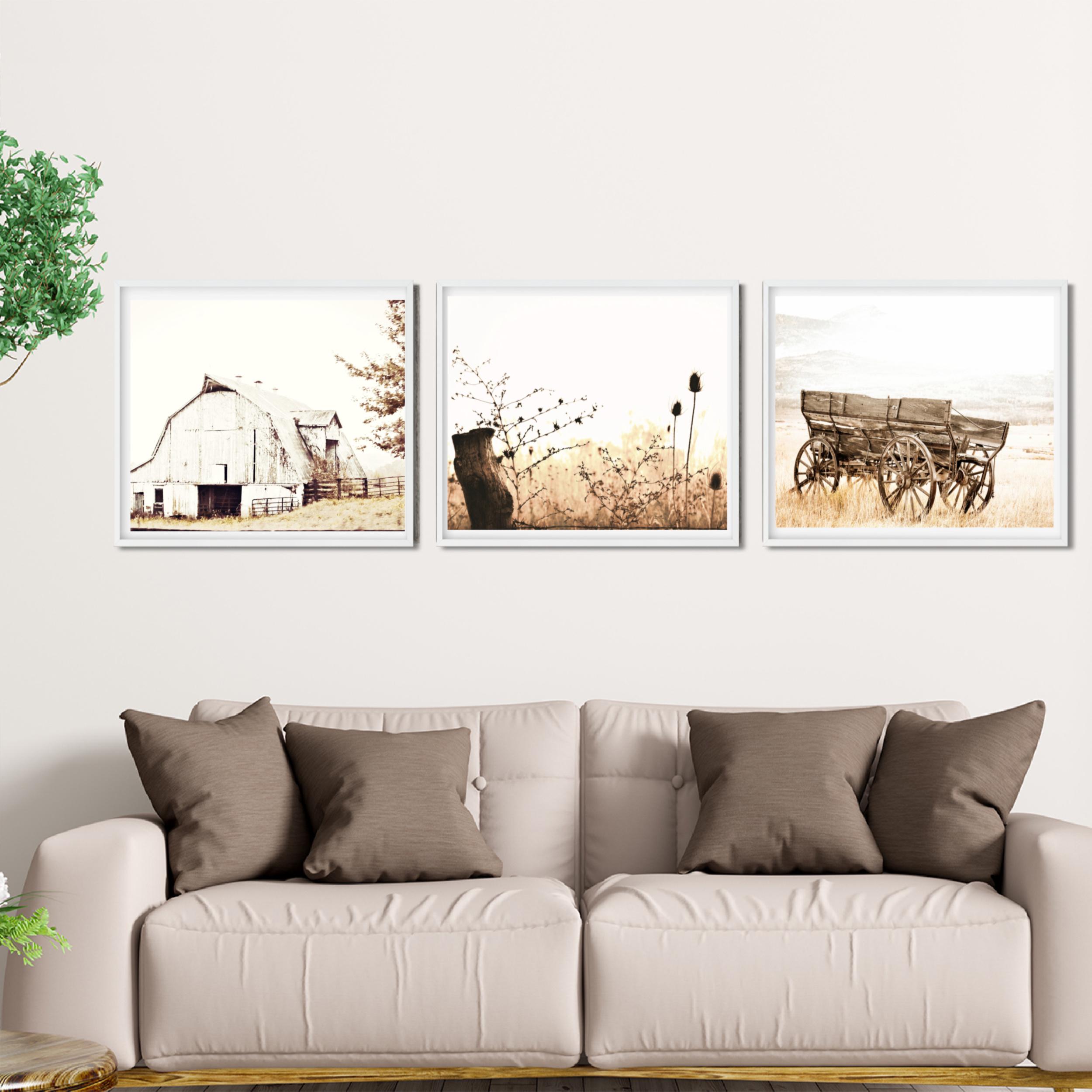 Rustic Farmhouse Set of 3 Photo Printable Barn Old Wagon Wildflowers ...