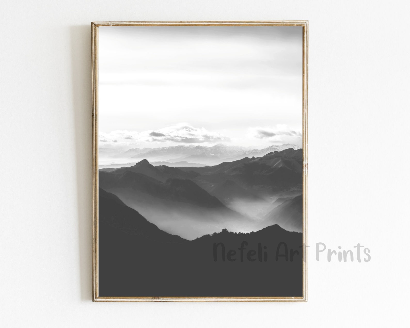 Mountain Black and White Landscape Printable Wall Art, Minimalist ...