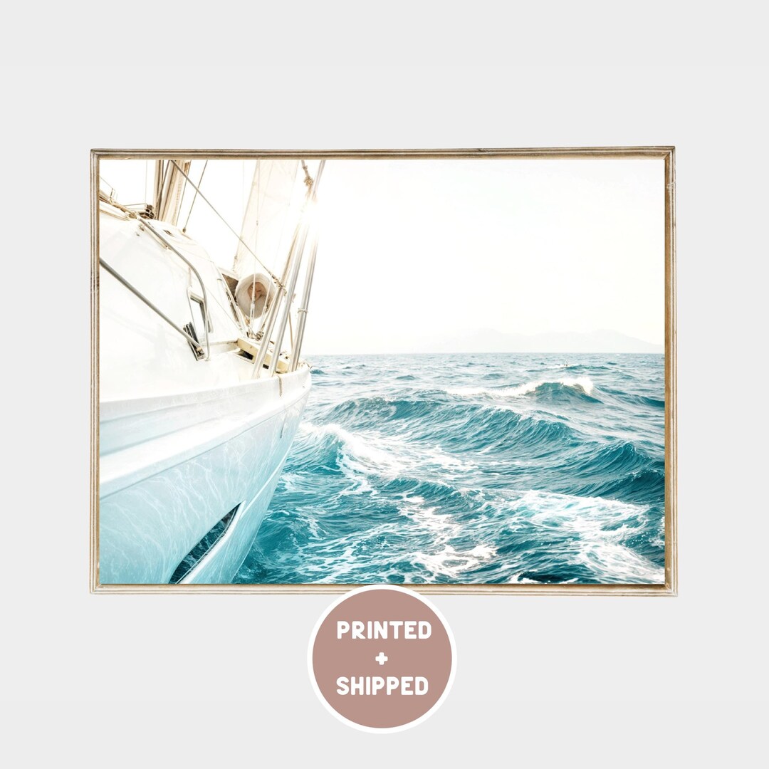 Sailing in Blue Ocean Print Mailed Wall Art Sailboat Nautical Photo ...