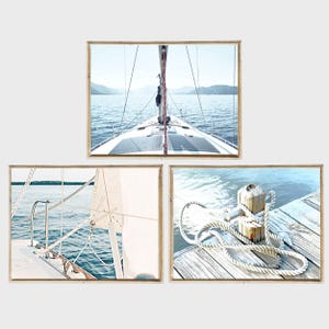 Sailing Yacht Set of 3 Photo Printable Wall Art Sailboat Ocean Print Yachting Wall Decor Nautical Coastal Print Yacht Poster Sail Print
