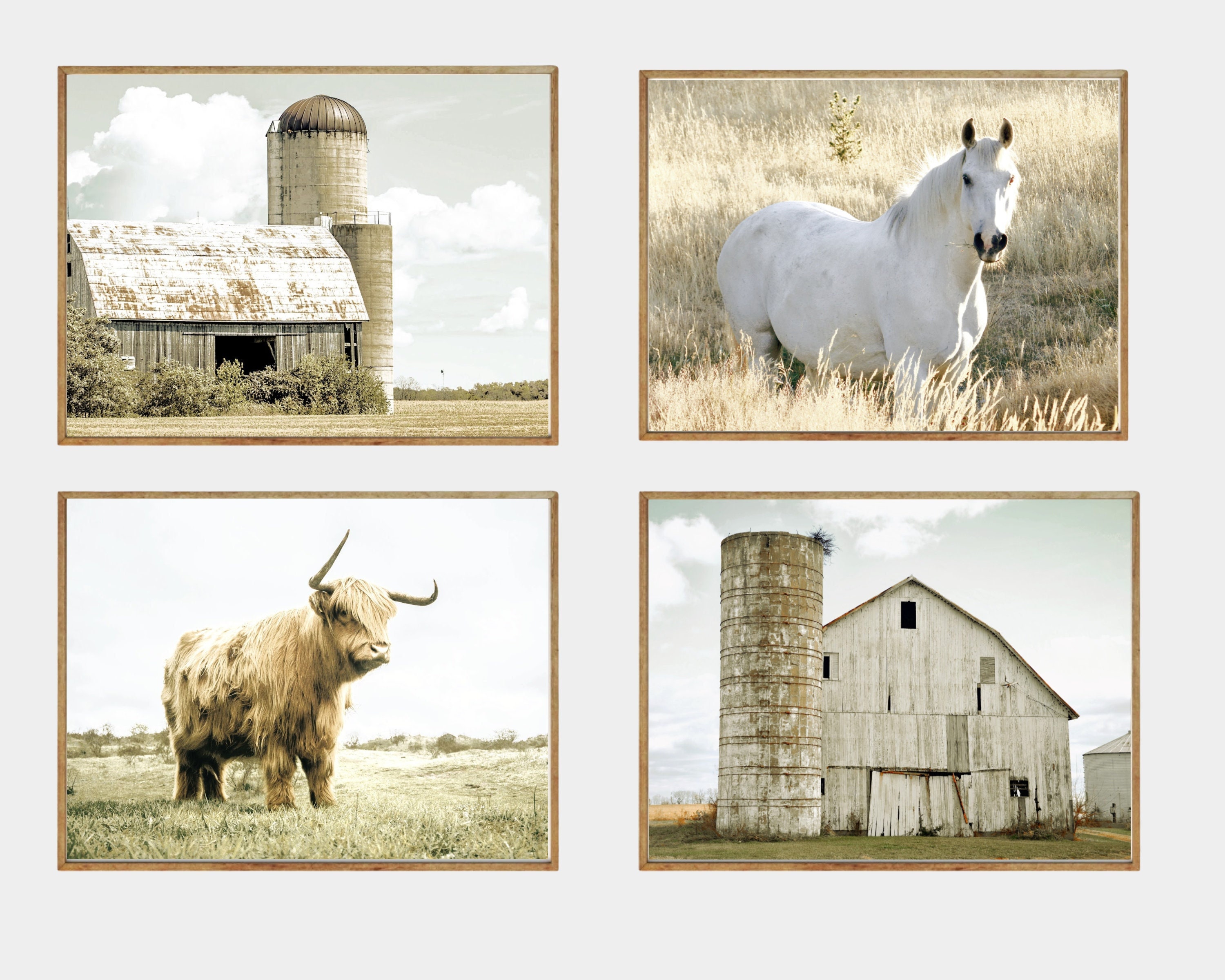 Farmhouse Neutral Set of 4 Photo Printable Rustic Wall Art - Etsy