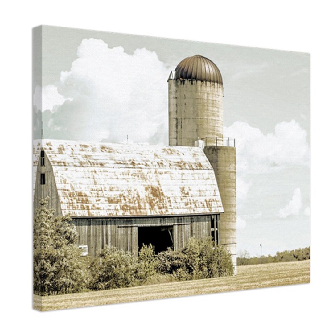 Farmhouse Barn Neutral Canvas Print Wall Art, White Barn Country Photo ...