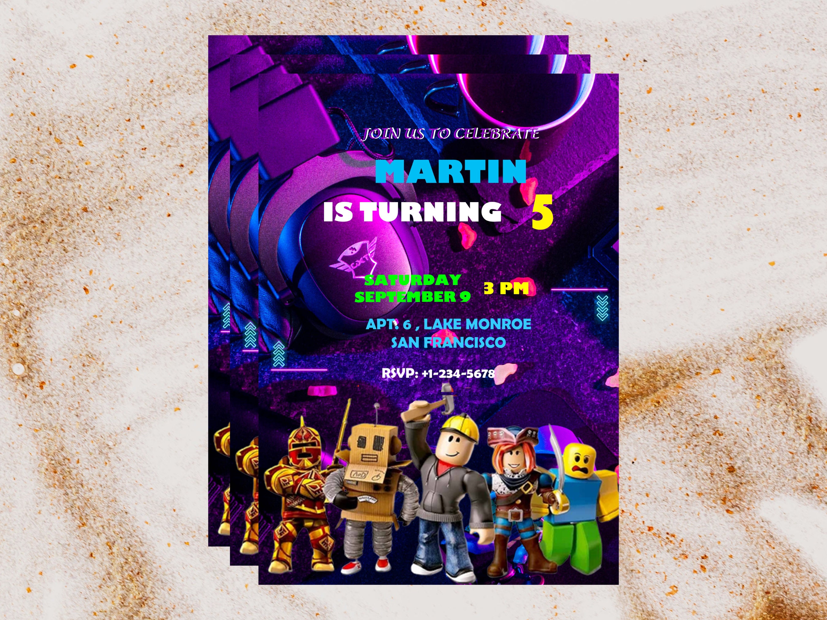 Roblox game birthday invitation simple roblox invitation etsy