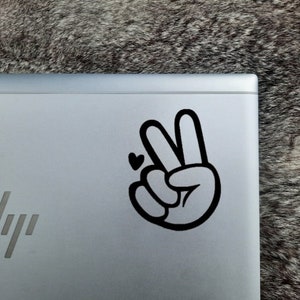 Peace Sign Sticker, Wave Decal for Mirror, Peace and Love Decal, Victory Hand, Deuces Decal, Waterproof Car Decal, Laptop Sticker