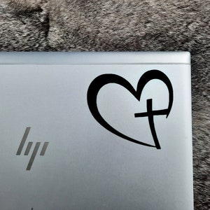 Decalcomania croce cuore personalizzata, decalcomania per auto croce cristiana, decalcomania cattolica, adesivo crocifisso, adesivo Amore Gesù, croce impermeabile e decalcomania cuore
