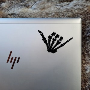 Custom Hang Loose Decal, Shaka Hand Decal, Skeleton Sticker, Skeleton Tumbler Sticker, Laptop Decal, Waterproof Tumbler Decal, Car Decal