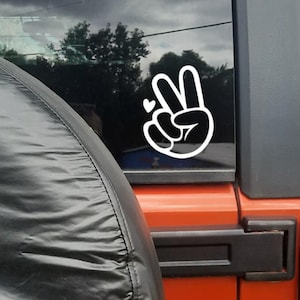 Peace Sign Sticker, Wave Decal for Mirror, Peace and Love Decal, Victory Hand, Deuces Decal, Waterproof Car Decal, Laptop Sticker, Spin Art