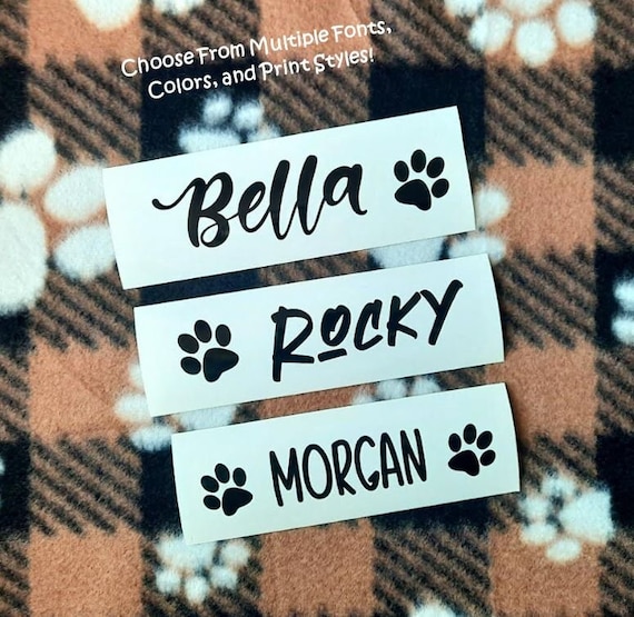 Custom Paw Print Decal, Pet Name Decal, Dog Bowl Label, Cat Bowl Label, Personalized Pet Accessories, Dog Name Sticker Decal, Cat Name Decal