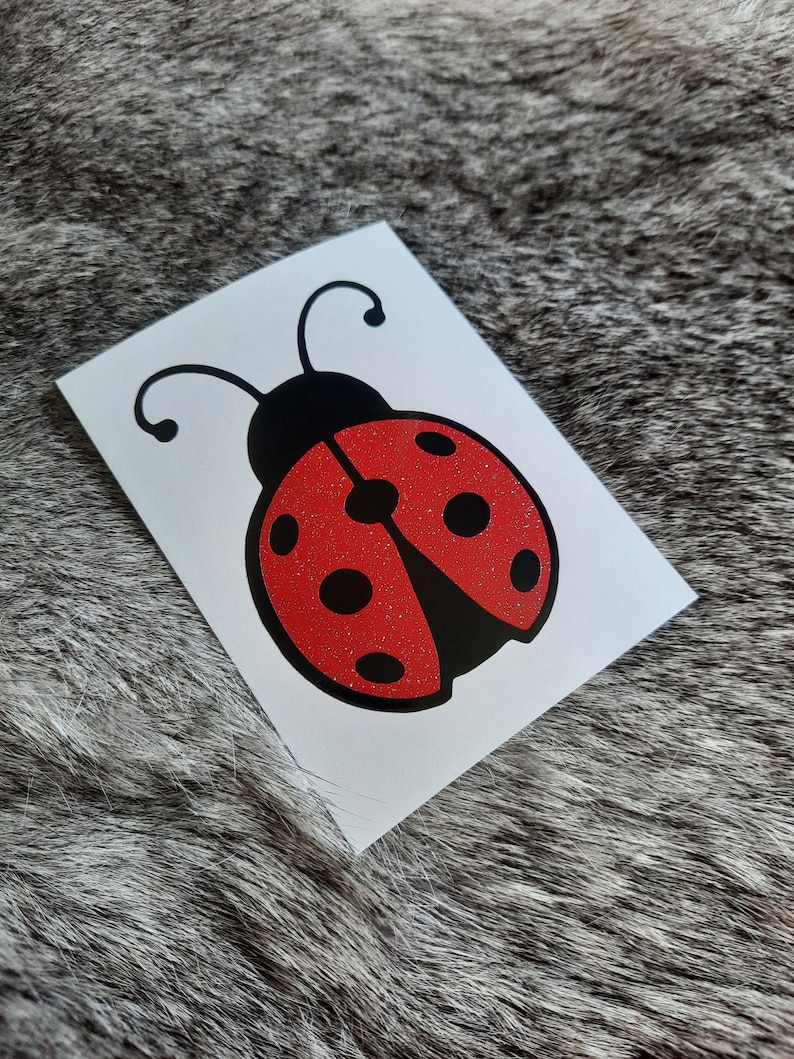 Lady Bug Decal With A black body and glittery red wings