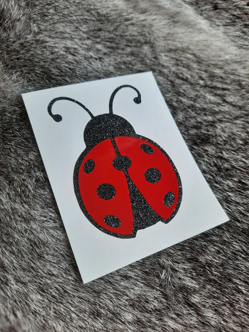 Lady Bug Decal With a glitter black body and non glitter red wings