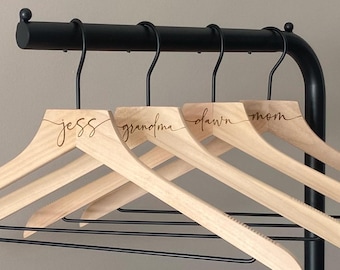 Personalized Bridesmaid Hanger, Custom Engraved Wedding Hanger with name for Bridal Party Proposal, Maid of Honor, Bride Wedding Gift