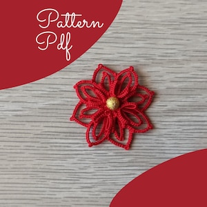 Patrón de frivolité en PDF: Estrella de Navidad, Flor de Pascua, Colgante