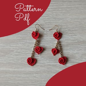 Tatting Falling Hearts Earrings Pattern: PDF Tutorial (Eng-Ita)