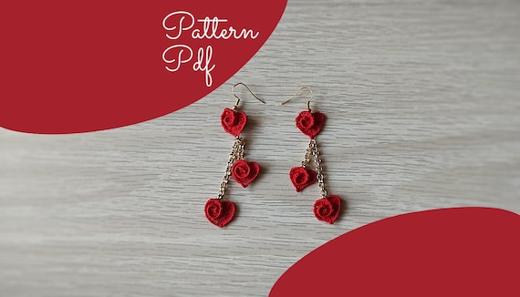 Tatting Falling Hearts Earrings Pattern: PDF Tutorial (Eng-Ita)