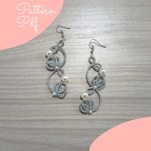 Tatting Earrings with Pearls Pattern PDF | Schema Orecchini con Perle in Chiacchierino PDF Eng - Ita