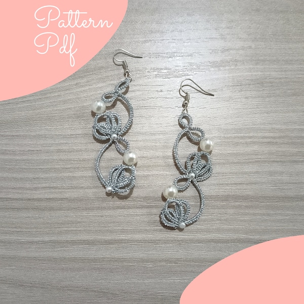 Boucles d'oreilles frivolité avec motif de perles PDF | Schema Orecchini con Perle in Chiacchierino PDF Eng - Ita