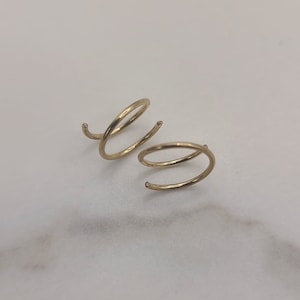 Gold Huggie Twist Earrings, Tiny 14k Gold Fill Hoops, Minimalist Hoops, Fake Double Hoop Earrings