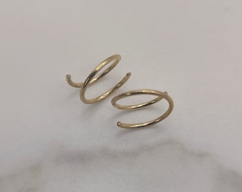 Gold Huggie Twist Earrings, Tiny 14k Gold Fill Hoops, Minimalist Hoops, Fake Double Hoop Earrings