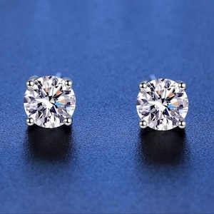 4 Ct Round Cut Certified Mossanite Earrings FL/D 14K Solid White Gold Studs 8mm SCREW Back