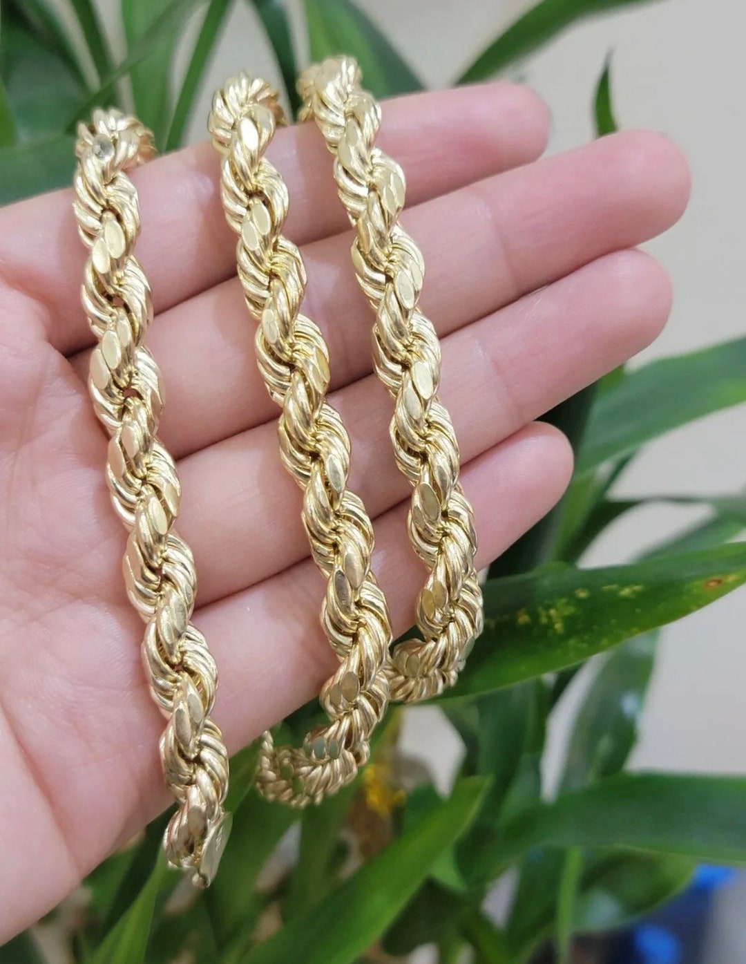 Real 10K Yellow Gold Diamond Cut Rope Chain Thick Mens Necklace 26 8mm
