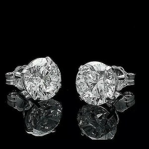 2.40 Ct TW Certified FL/D Moissanite Solitaire Stud Earrings 14K White Gold 7mm Screw Backs