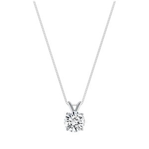 1.20 Ct Round Brilliant Cut Certified  Moissanite 14K White Gold Solitaire Pendant 18” Necklace 7mm