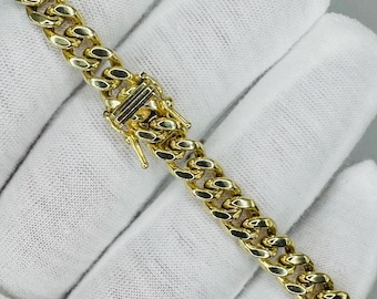 10k Solid Yellow Gold Miami Cuban Link Bracelet (7mm, 8 inch)