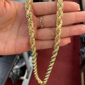 Certified 10K Yellow Gold Rope Chain Necklace 10mm 26” Men’s 10K Diamond Cut Value 2995.00