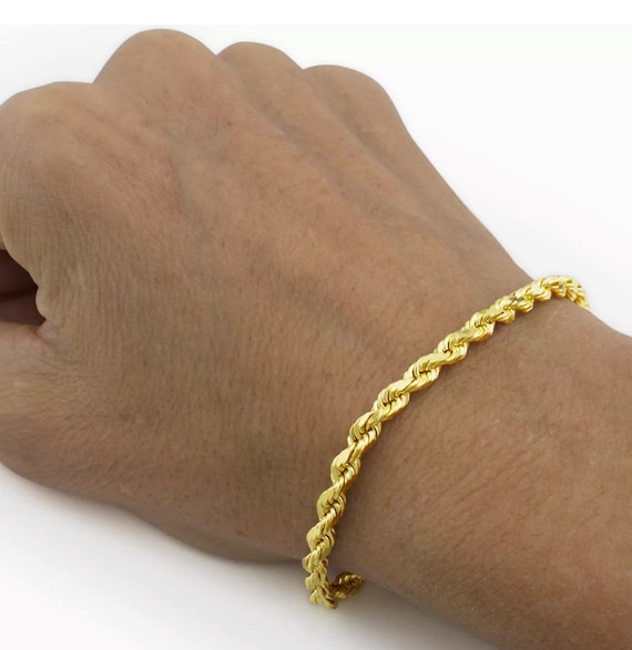 10k Yellow Gold 4.5mm Wide Triple Strand Rope Bracelet 10K012S3-7 -  BillyTheTree Jewelry