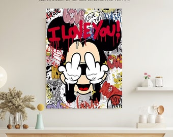 Mickey Mouse Cartoon Canvas | I Love You Wall Art | Disney love decoration | Nursery Decor | Wall decoration | Valentine's Day couples