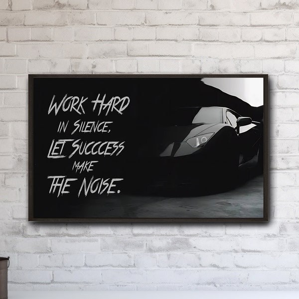 Schwarzer Lamborghini mit inspirierendem Zitat, Motivierende Leinwand,Lebensweisheit,Geschenkidee,Erfolg,Lebensmotto