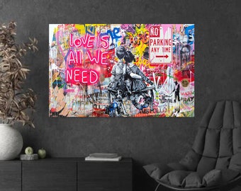 Street Pop Art Canvas: Love is All We Need - Inspirational art for your home