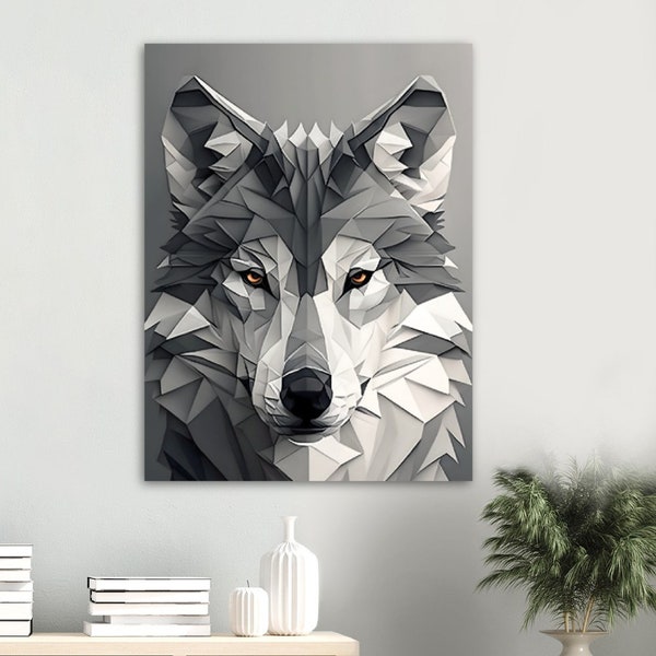 Affiche de loup, loup Svg, T-shirt de loup, loup Png, art IA, images IA, art géométrique, décor mural de loup, décor géométrique de loup, AbsoluteGraphic