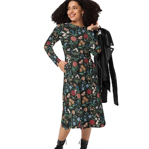 COTTAGECORE FLORAL Long Sleeved Dress, Bohemian Garden Dress, Whimsical Flowers Dress, Nature Inspired Dress, Wildflowers Dress, up to 6XL