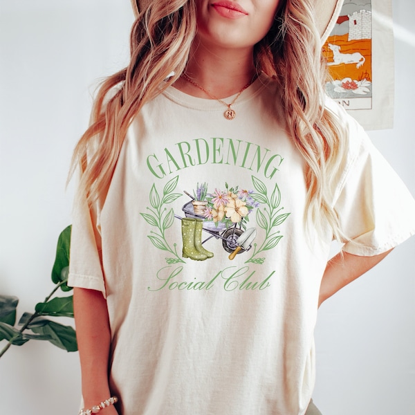 GARDENING Social Club T-shirt, Garden Lover Gift, Cottagecore Shirt, Plant Mama Gift, Perfect gift for Mom, Summer shirt