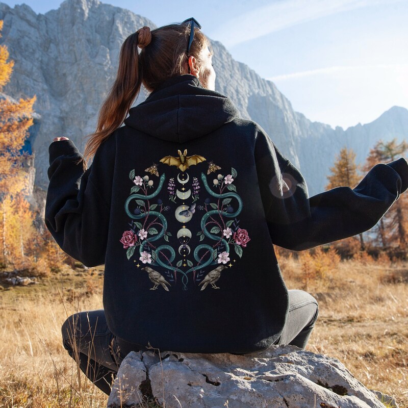 Pentagram Gothic Witch Women's Zip Up Hoodie
